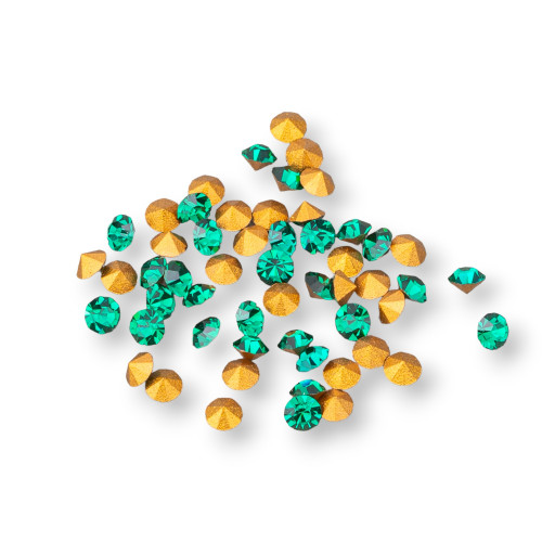 Swarovsky Strass Round PP19 ART. 1100 GOLD FOILED Emerald 2,5mm 100pz