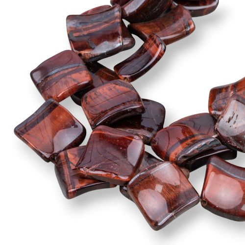 Natural Red Tiger's Eye Wavy Diamond 26mm