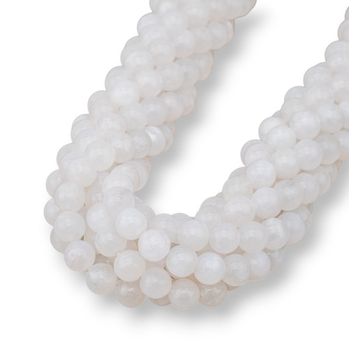 Λευκό Moonstone Λείο Στρογγυλό 08mm