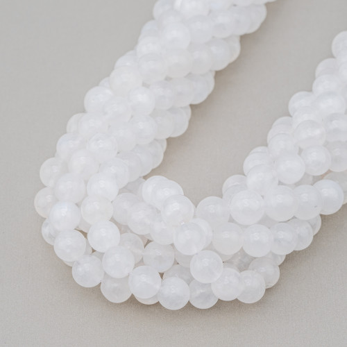 White Moonstone Round Smooth 08mm Cold Tone