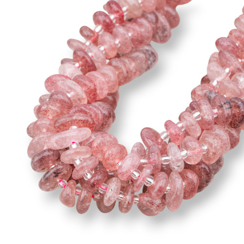 Strawberry Quartz Rondelle Irregular Tumbled Stone 8-13mm