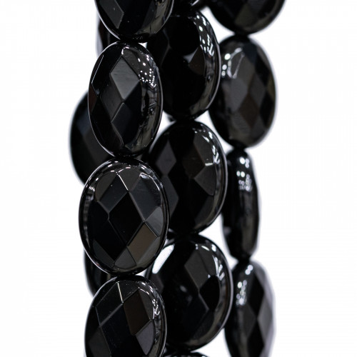 Onyx Oval Flat Faceted 20x30mm