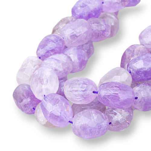 Amethyst Lavender Tumbled Faceted Stone 12-15x16-22mm