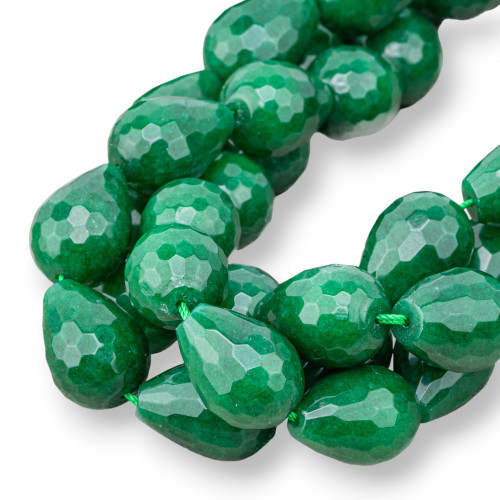 Emeraldite Jade Faceted Briolette Drops 15x20mm