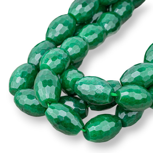 Jade Emeraldite Faceted Rice 13x18mm