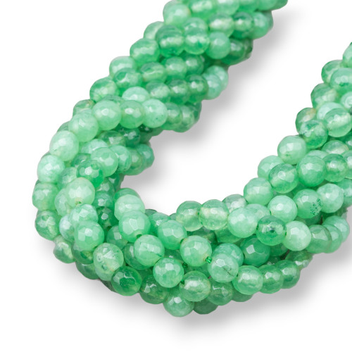 Έγχρωμο Jadeite Jade Economic Line Faceted 06mm Ανοιχτό Πράσινο Λευκό