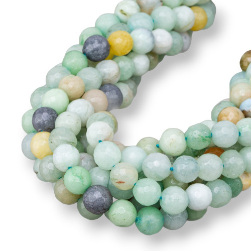 Colored Jadeite Jade Economic Line Faceted 08mm Amazonite Mix