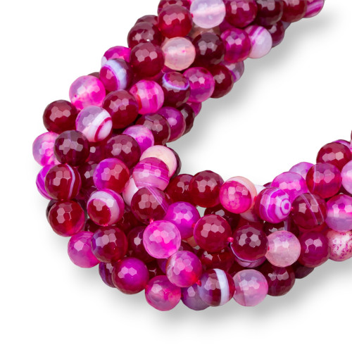 Faceted Fuchsia Striated Agate 08mm