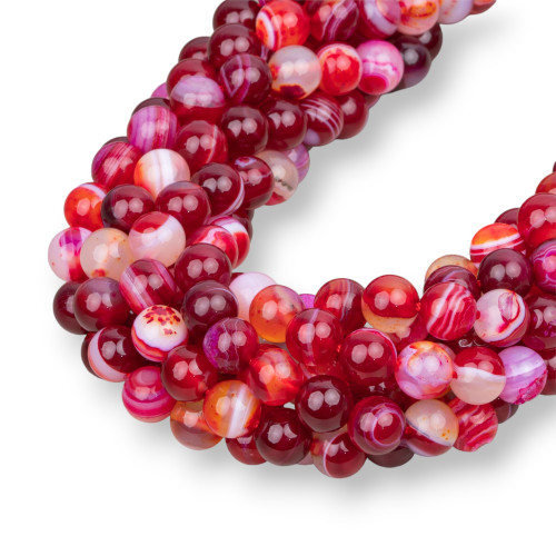 Red Agate Ruby Striped Smooth Round 10mm
