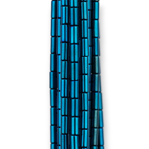 Hematite Cylinder 02x04mm Blue