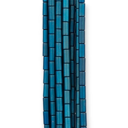 Matt Satin Hematite (Matte) Cylinder 02x04mm Blue