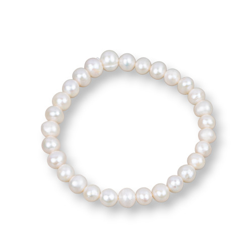 Stretch Bracelets Of River Pearls 7-8mm Λευκό