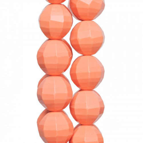 Faceted Melon Pink Coral Paste 16mm