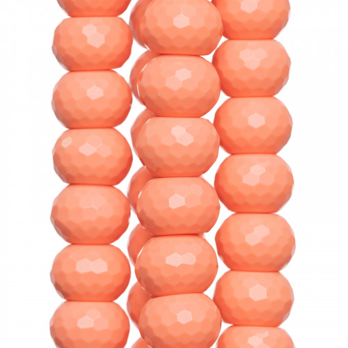 Pink Coral Paste Rondelle Faceted 14x10mm