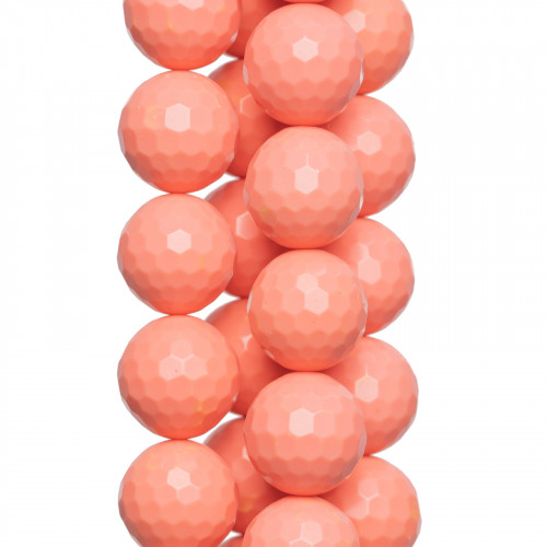 Faceted Pink Coral Paste 18mm Clear