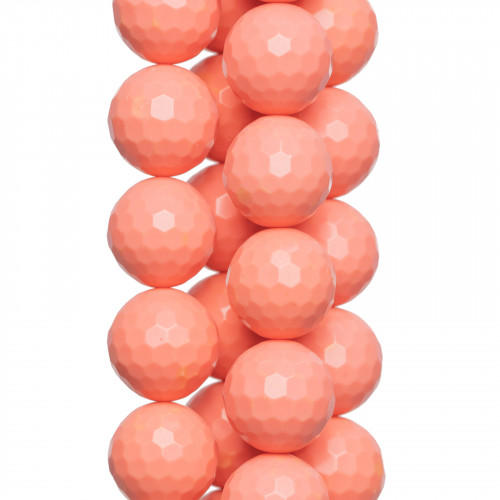 Faceted Pink Coral Paste 20mm Clear