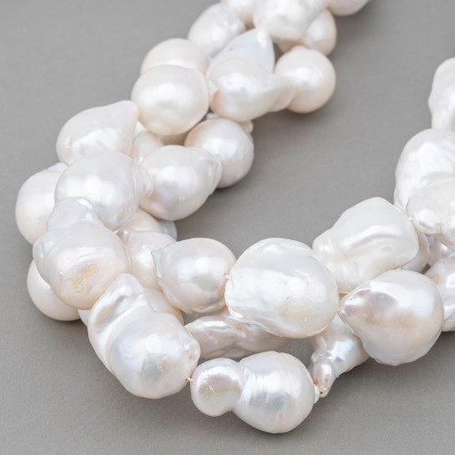 Perle Di Fiume Barocche A Goccia (ALJ) 90-100gr Bianco E Bronzo