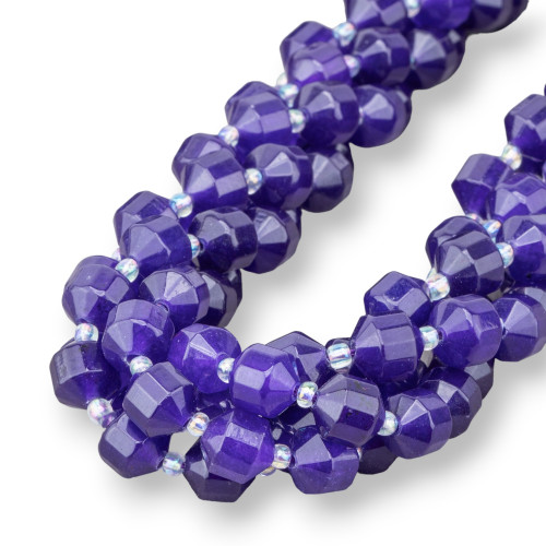 Faceted Cylindrical Bicone Jade 8mm Purple