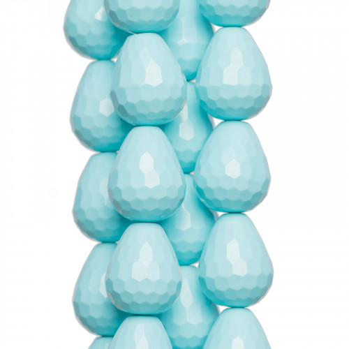 Turquoise Paste Faceted Briolette Drops 14x17mm