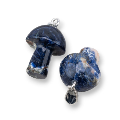 Pendentif en pierre précieuse sodalite en forme de champignon 15x30mm 4pcs