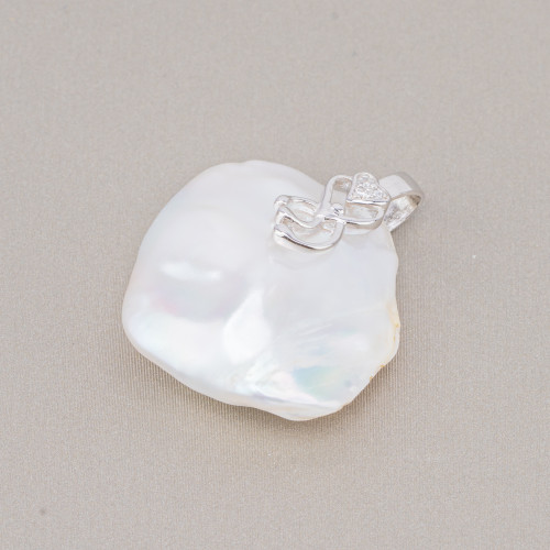 Pendenti Di Argento 925 Zirconato Con Perle Di Fiume (YNG) 8-9gr