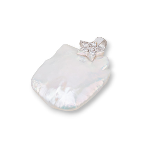 Pendenti Di Argento 925 Zirconato Con Perle Di Fiume (YNG) 9-10gr