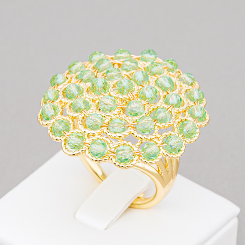 Χάλκινο δαχτυλίδι με συνδεόμενες χάντρες 30mm Ρυθμιζόμενο μέγεθος Χρυσό Ανοιχτό Πράσινο