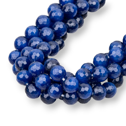 Dark Blue Cat's Eye Faceted 16mm