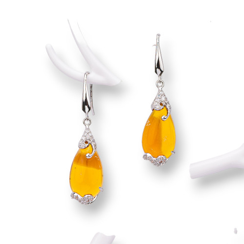 Yellow 925 Silver Earrings Made in ITALY