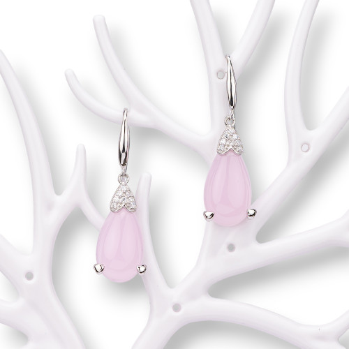 925 Silver Earrings Made in ITALY Pink