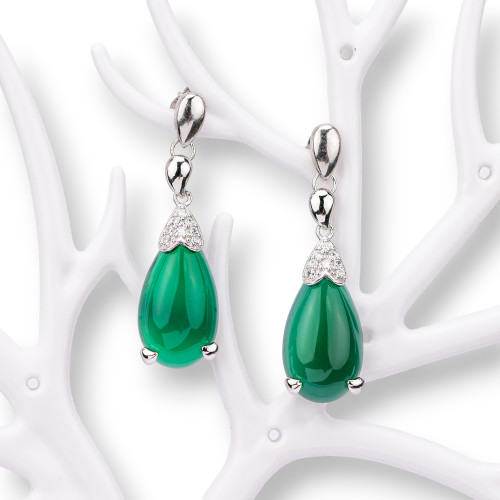 Ohrringe aus 925er Silber, hergestellt in Italien, grün