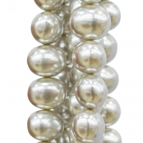 Perle di Maiorca Grigio Argento Caramella 15x12mm