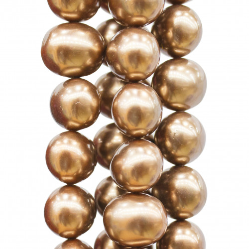 Perle di Maiorca Marrone Caramella 15x12mm