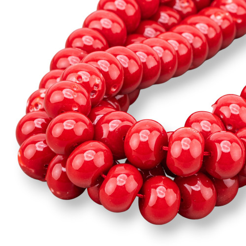 Red Coral Paste Smooth Rondelle 14x10mm