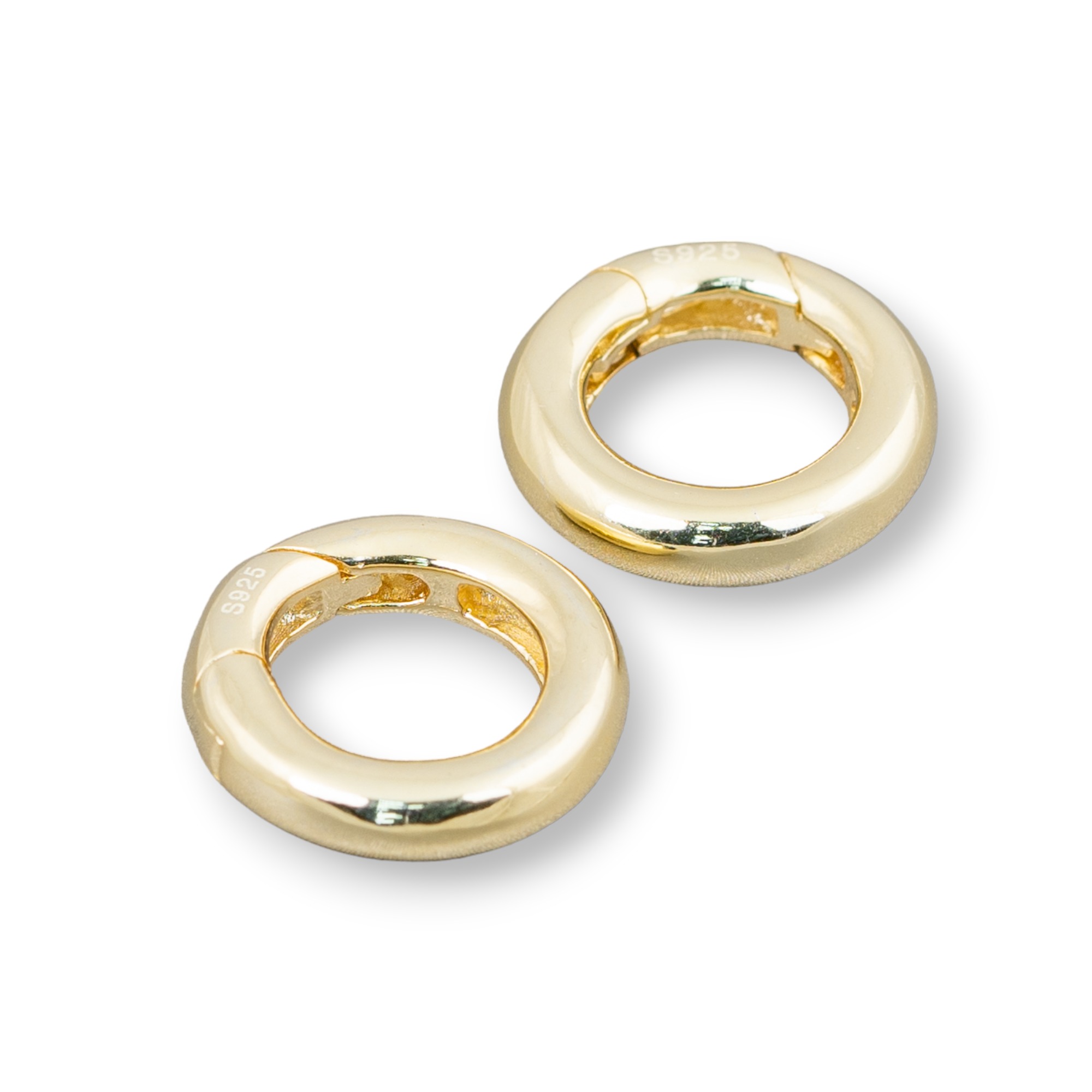 Chiusura Di Argento 925 Gancio A Ciambella Con Molla 18mm 2pz Dorato