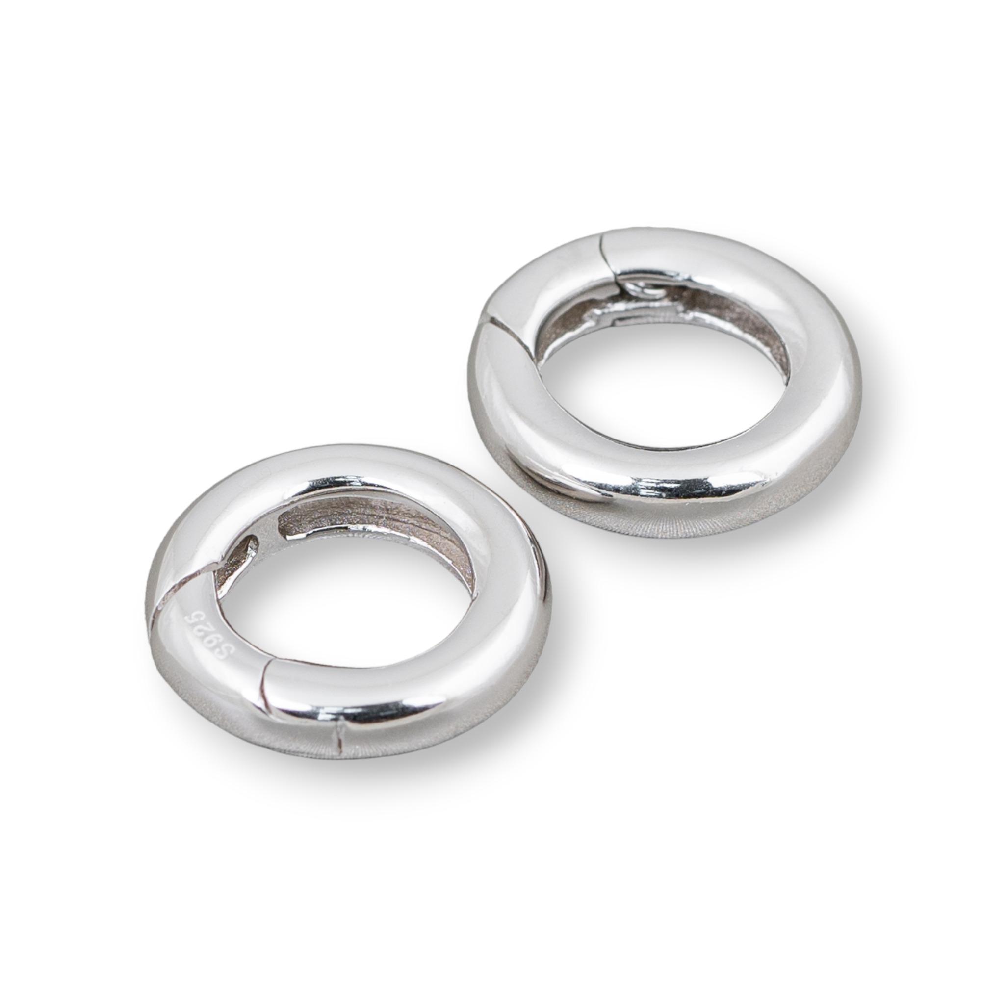 Chiusura Di Argento 925 Gancio A Ciambella Con Molla 18mm 2pz Rodiato
