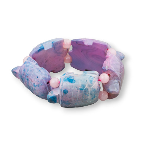 Bracelet Pierre Semi-Précieuse Grande Tortue 31x48mm Violet-Agate Céleste