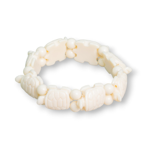 Bracciale Di Pietre Dure Tartaruga Piccola 19x25mm Resina Bianco