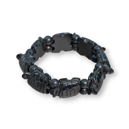 Gemstone Bracelet Small Turtle 19x25mm Black Resin