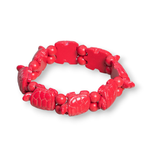 Gemstone Bracelet Small Turtle 19x25mm Red Resin