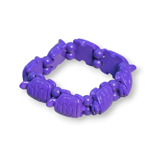 Pulsera de piedras preciosas Tortuga pequeña 19x25 mm Resina violeta