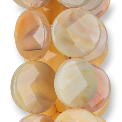 Peach Agate Round Flat Faceted 45mm
