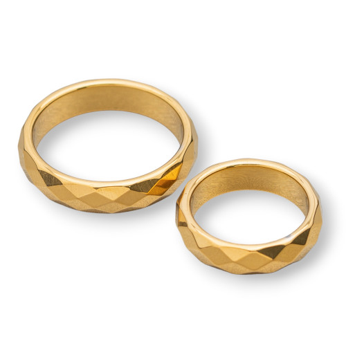 Facettierte Hämatit-Ringe, verschiedene Größen, 20 Stück, golden