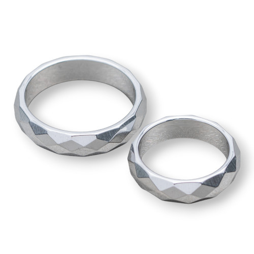 Faceted Hematite Rings Assorted Sizes 20pcs Rhodium Plated