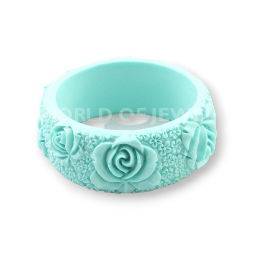 Engraved Resin Rigid Bracelet 1pc - Turquoise