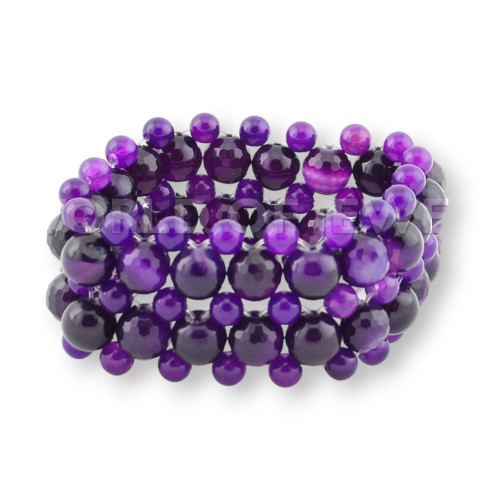 Intertwined Round Semi-precious Stone Bracelets 2 3 Rows Purple Agate