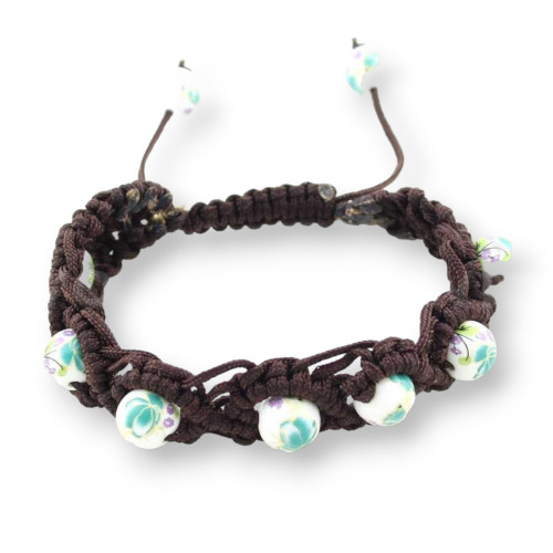 Bracelets Of Woven Fabric And Ceramic With Up And Down Closure - Green