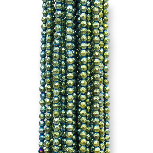 Faceted Hematite 04mm Green