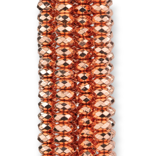 Hematite Faceted Rondelle 6x3mm Rose Gold