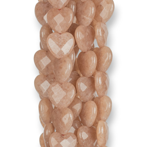 Brown Jade Heart Flat Faceted 12mm